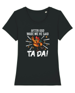 TaDa Rock Funny Chicken God Ta ~ Da Made Me Tricou mânecă scurtă guler larg fitted Damă Expresser
