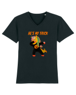 El e partenerul meu Halloween Tricou mânecă scurtă guler V Bărbat Presenter