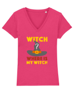 Unde este vrajitoarea mea? Tricou mânecă scurtă guler V Damă Evoker