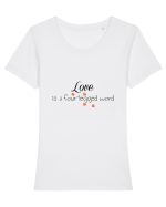 Four legged word LOVE Tricou mânecă scurtă guler larg fitted Damă Expresser