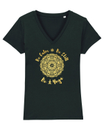 Be Calm Be Still Be Yoga Tricou mânecă scurtă guler V Damă Evoker