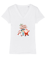 Merry Christmas Tricou mânecă scurtă guler V Damă Evoker