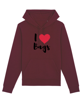 I love bags negru Burgundy