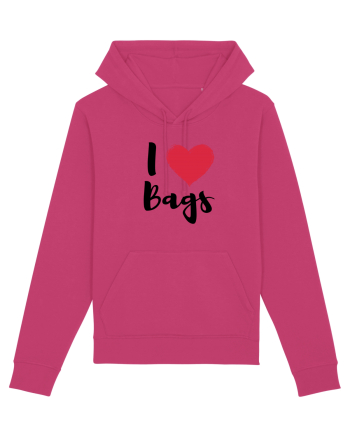 I love bags negru Raspberry
