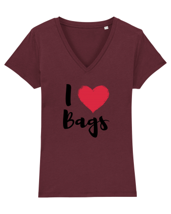 I love bags negru Burgundy