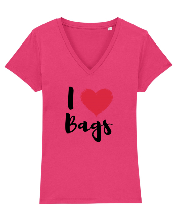 I love bags negru Raspberry