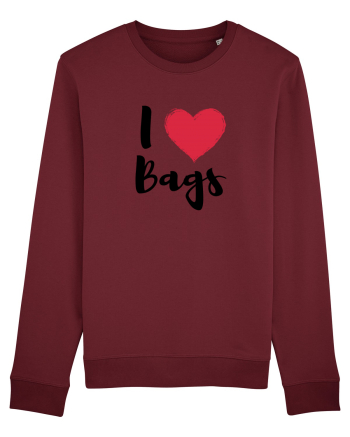 I love bags negru Burgundy