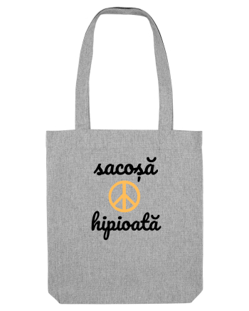 Sacoșă hipioată peace sign negru Heather Grey