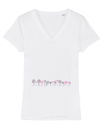 Floricele pe câmpii Tricou mânecă scurtă guler V Damă Evoker