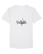 Sensible floare albastră Tricou mânecă scurtă guler larg Bărbat Skater