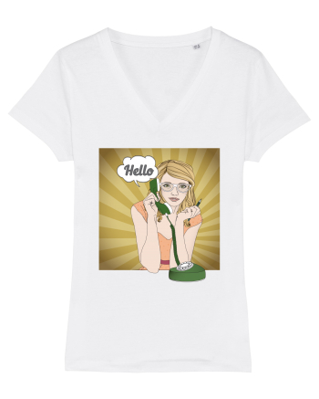 Pin up girl on the phone White