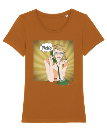 Pin up girl on the phone Roasted Orange