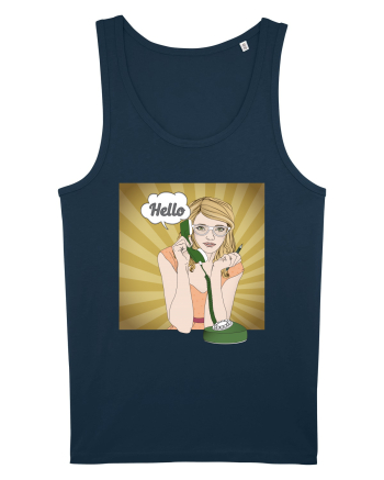 Pin up girl on the phone Navy