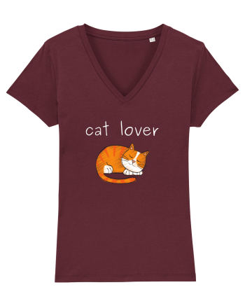 Cat Lover alb Burgundy