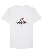Sensible floare roșie Tricou mânecă scurtă guler larg Bărbat Skater
