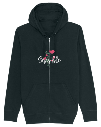 Sensible floare roșie text alb Black