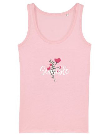 Sensible floare roșie text alb Cotton Pink