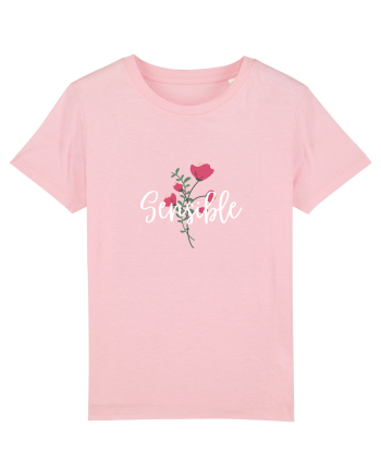 Sensible floare roșie text alb Cotton Pink