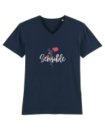 Sensible floare roșie text alb Tricou mânecă scurtă guler V Bărbat Presenter