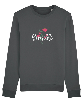 Sensible floare roșie text alb Anthracite