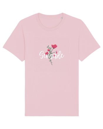 Sensible floare roșie text alb Cotton Pink