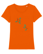 Frunze verzi Tricou mânecă scurtă guler larg fitted Damă Expresser