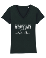 It's a beautiful day to save lives Tricou mânecă scurtă guler V Damă Evoker