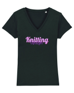 Knitting lifestyle Tricou mânecă scurtă guler V Damă Evoker