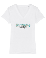 Gardening lifestyle Tricou mânecă scurtă guler V Damă Evoker