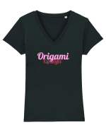 Origami lifestyle Tricou mânecă scurtă guler V Damă Evoker