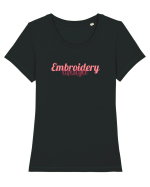 Embroidery lifestyle Tricou mânecă scurtă guler larg fitted Damă Expresser