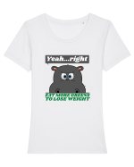 Amuzant Pentru Vegani  Tricou mânecă scurtă guler larg fitted Damă Expresser