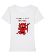 Banu-i ochiul dracului. Tricou mânecă scurtă guler larg fitted Damă Expresser