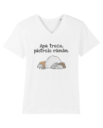 Apa trece pietrele raman. Tricou mânecă scurtă guler V Bărbat Presenter