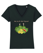 Ma scoti din pepeni! Tricou mânecă scurtă guler V Damă Evoker