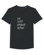 Eat, sleep, operate, repeat Tricou mânecă scurtă guler larg Bărbat Skater
