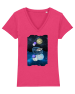 Galaxie si UFO Tricou mânecă scurtă guler V Damă Evoker