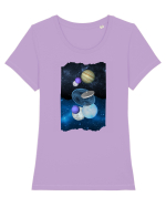 Galaxie si UFO Tricou mânecă scurtă guler larg fitted Damă Expresser