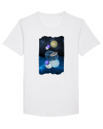 Galaxie si UFO Tricou mânecă scurtă guler larg Bărbat Skater