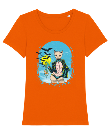 Retro Cat Woman Bright Orange