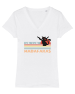 Pew Pew Madafakas Cat Tricou mânecă scurtă guler V Damă Evoker