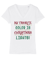 Christmas Lights Tricou mânecă scurtă guler V Damă Evoker
