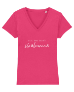 Cea mai bună străbunică (alb).  Tricou mânecă scurtă guler V Damă Evoker