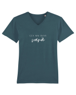 Cea mai bună vară. (alb)  Tricou mânecă scurtă guler V Bărbat Presenter