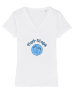 First Steps (blue circle)  Tricou mânecă scurtă guler V Damă Evoker