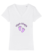 First Steps (pink feet)  Tricou mânecă scurtă guler V Damă Evoker