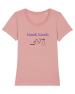 Barza bate la ușă (roz, fetiță)  Tricou mânecă scurtă guler larg fitted Damă Expresser