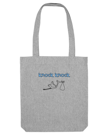Barza bate la ușă (albastru, băiat)  Heather Grey