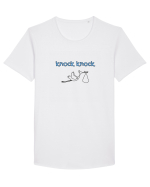 Barza bate la ușă (albastru, băiat)  Tricou mânecă scurtă guler larg Bărbat Skater