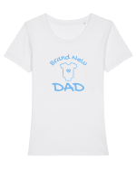 Brand New Dad (albastru, băiat)  Tricou mânecă scurtă guler larg fitted Damă Expresser